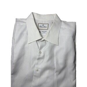 VTG Brooks Brothers Reg Button Down Long Sleeve Mens Shirt,  White Gray, Size 19